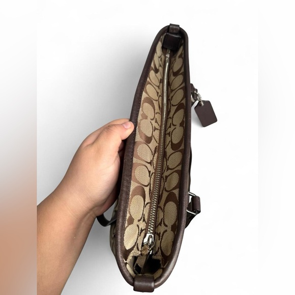 Coach Brown Signature Canvas Tote with Dark Leather Trim - Picture 8 of 8